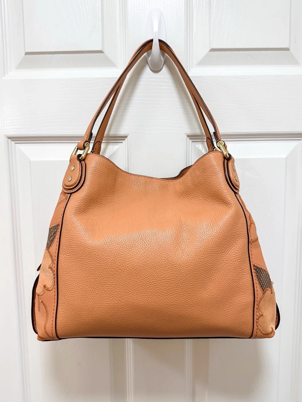 Coach Edie 31 Tea Rose Patchwork Bag Beechwood Leather Suede Like New